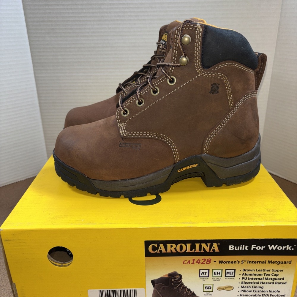 Carolina CA1428 Women's NEW Internal Metguard Work Boot Brown US Size 6 NIB